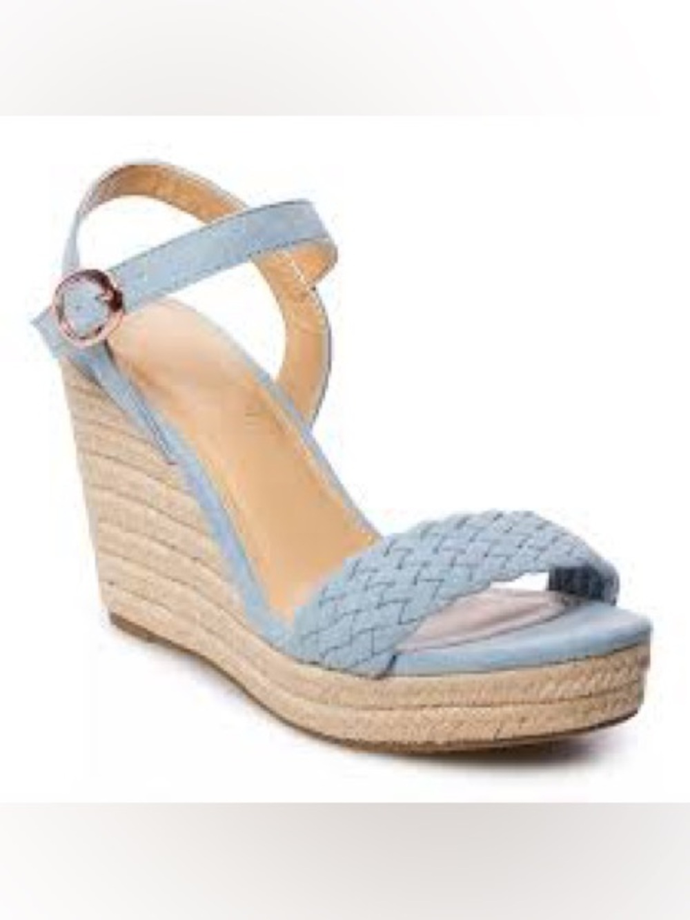 Lauren Conrad LC Light Blue Summer Woven Espadrille Wedge Sandals - Size 9